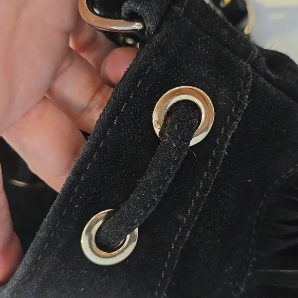 Sezane Black Suede Fringe Bucket Bag, GUC, IYKYK, French Chic, Quiet Lux - Picture 11 of 13
